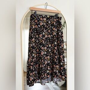 GAP Black Floral A-Line Skirt